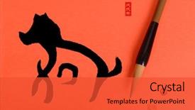  Presentation with stamps - Slide deck with chinese traditional brush with calligraphy background and a red colored foreground