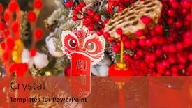  Presentation with traditional dancing - Presentation featuring chinese-traditional-dancing-lion-hanging background and a red colored foreground