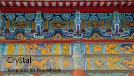  Presentation with traditional chinese funeral - Slides consisting of chinese traditional details temple background and a coral colored foreground