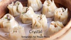  Presentation with dumpling - Slide set featuring chinese traditional dumpling background and a coral colored foreground