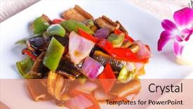  Presentation with chinese food - Beautiful PPT theme featuring chinese traditional food backdrop and a coral colored foreground