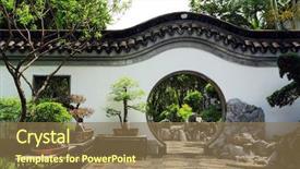  Presentation with chinese traditional - Cool new presentation theme with composite image of smiling asian businesswoman pointing backdrop and a light gray colored foreground