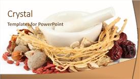  Presentation with traditional chinese medicine - Beautiful slide deck featuring chinese traditional herbs or medicine backdrop and a cream colored foreground