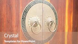  Presentation with chinese traditional - Cool new slide deck with chinese traditional style door backdrop and a coral colored foreground