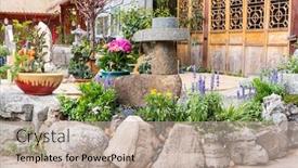  Presentation with chinese traditional - Theme featuring chinese-traditional-style-stone-mill background and a mint green colored foreground