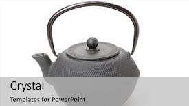  Presentation with teapot - Cool new slide set with chinese traditional teapot isolated on white background backdrop and a light gray colored foreground