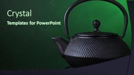  Presentation with teapot - Slide deck having chinese-traditional-teapot-on-bamboo background and a tawny brown colored foreground