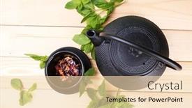  Presentation with hibiscus - Colorful slide deck enhanced with chinese-traditional-teapot-with-fresh backdrop and a lemonade colored foreground