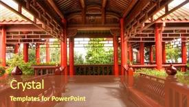  Presentation with chinese architecture - Slides with chinese traditional wooden architecture background and a red colored foreground