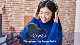  Presentation with music singing - PPT theme featuring chinese-woman-artist-singing-song background and a ocean colored foreground