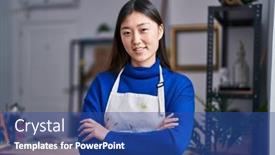  Presentation with chinese - Theme having chinese-woman-artist-smiling-confident background and a ocean colored foreground