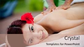  Presentation with chinese - Presentation enhanced with chinese woman having a massage background and a  colored foreground