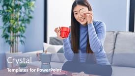  Presentation with cookie - Slide deck featuring chinese-woman-having-breakfast-holding background and a seafoam green colored foreground