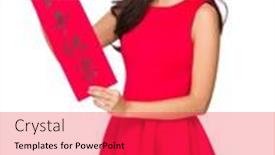  Presentation with chinese new year - PPT theme consisting of chinese woman hold with fai chun phrase meaning is happy new year background and a red colored foreground