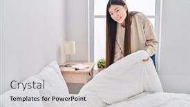  Presentation with chinese make up - Slide deck featuring chinese-woman-smiling-confident-make background and a light gray colored foreground