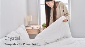  Presentation with chinese make up - Slide set having chinese-woman-smiling-confident-make background and a light gray colored foreground