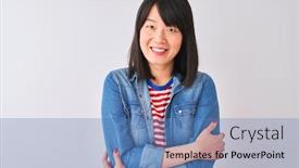  Presentation with denim - Presentation theme with chinese-woman-wearing-denim-shirt background and a teal colored foreground