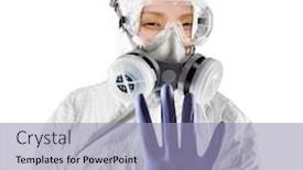  Presentation with hazmat - Slide deck featuring chinese-woman-wearing-hazmat-suit background and a light blue colored foreground