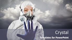  Presentation with hazmat - PPT layouts with chinese-woman-wearing-hazmat-suit background and a gray colored foreground