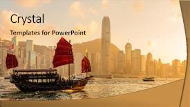  Presentation with electric sailing ship - Slide deck consisting of chinese wooden red sails ship background and a lemonade colored foreground