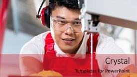  Presentation with chinese - Presentation design featuring chinese worker on saw background and a red colored foreground