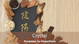  Presentation with holistic - Colorful PPT theme enhanced with chinese-yin-yang-herbs-used backdrop and a tawny brown colored foreground
