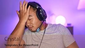  Presentation with video games playing - PPT theme consisting of chinese-young-man-playing-video background and a  colored foreground