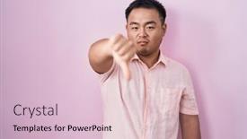  Presentation with negative - PPT theme featuring chinese-young-man-standing-over background and a lemonade colored foreground