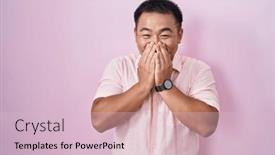  Presentation with scandal - PPT theme having chinese-young-man-standing-over background and a lemonade colored foreground