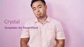  Presentation with crying - PPT layouts with chinese-young-man-standing-over background and a lemonade colored foreground