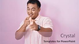  Presentation with energy - Slide deck featuring chinese-young-man-standing-over background and a lemonade colored foreground