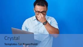  Presentation with frustration - Presentation having chinese-young-man-using-computer background and a teal colored foreground