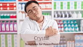  Presentation with confident love - PPT layouts consisting of chinese-young-man-working background and a coral colored foreground