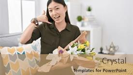  Presentation with hand holding flowers - 