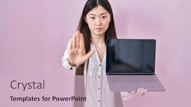  Presentation with defense - Theme consisting of chinese-young-woman-holding-laptop background and a lemonade colored foreground