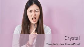  Presentation with chinese - Presentation theme consisting of chinese-young-woman-holding-pencil background and a lemonade colored foreground