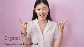  Presentation with rock music - Presentation featuring chinese-young-woman-standing-over background and a soft green colored foreground