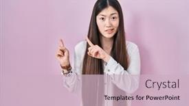 Presentation with chinese - PPT layouts consisting of chinese-young-woman-standing-over background and a  colored foreground