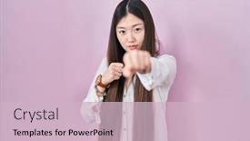  Presentation with violence woman - Theme enhanced with chinese-young-woman-standing-over background and a lemonade colored foreground