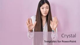  Presentation with forbidden - PPT theme enhanced with chinese-young-woman-standing-over background and a soft green colored foreground