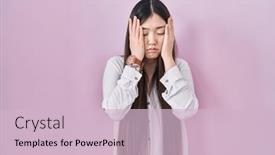  Presentation with sadness - Presentation consisting of chinese-young-woman-standing-over background and a lemonade colored foreground