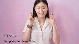  Presentation with hope - PPT layouts having chinese-young-woman-standing-over background and a soft green colored foreground