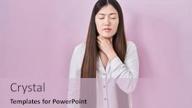  Presentation with sore throat - PPT theme consisting of chinese-young-woman-standing-over background and a lemonade colored foreground