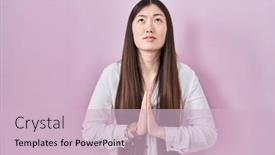  Presentation with hope - Slide deck having chinese-young-woman-standing-over background and a lemonade colored foreground