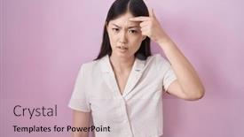  Presentation with skin infection - PPT theme having chinese-young-woman-standing-over background and a soft green colored foreground