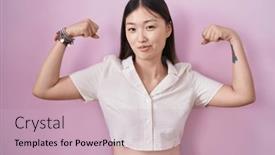  Presentation with chinese - PPT theme consisting of chinese-young-woman-standing-over and a  colored foreground