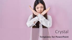  Presentation with chinese - Slide set consisting of chinese-young-woman-standing-over and a lemonade colored foreground