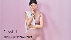  Presentation with sportswear - Slide deck consisting of chinese-young-woman-wearing-sportswear background and a soft green colored foreground