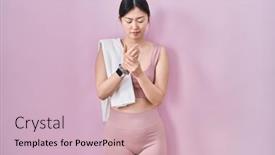  Presentation with arthritis - PPT theme featuring chinese-young-woman-wearing-sportswear background and a soft green colored foreground