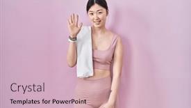  Presentation with saying - Presentation design consisting of chinese-young-woman-wearing-sportswear background and a soft green colored foreground